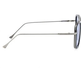 Unisex Blue Silver Retro Square Sunglass